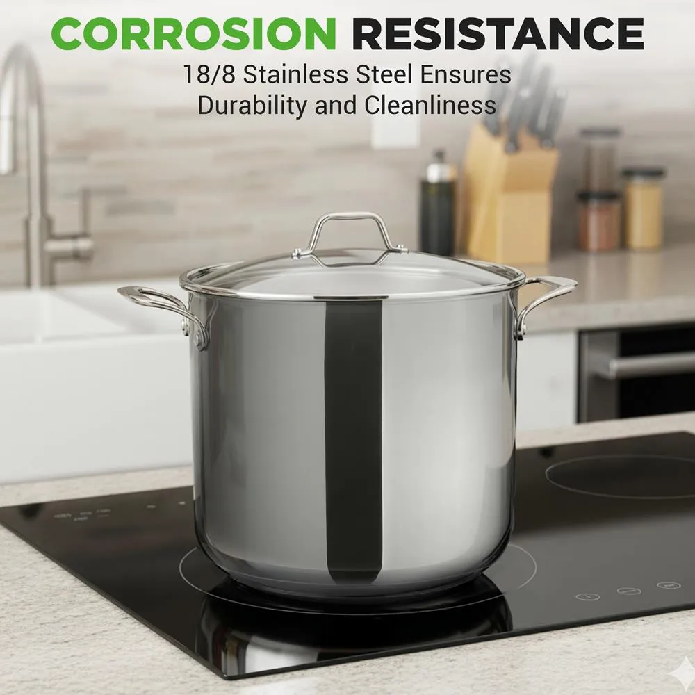 Nutrichef faitout inox 15 QT induction couvercle verre