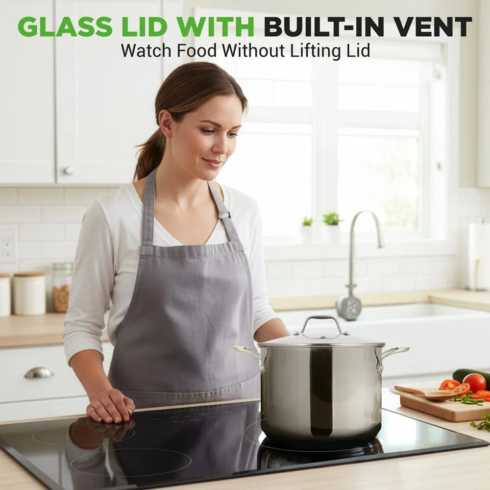 Nutrichef NCSP8 faitout inox 8 L couvercle verre