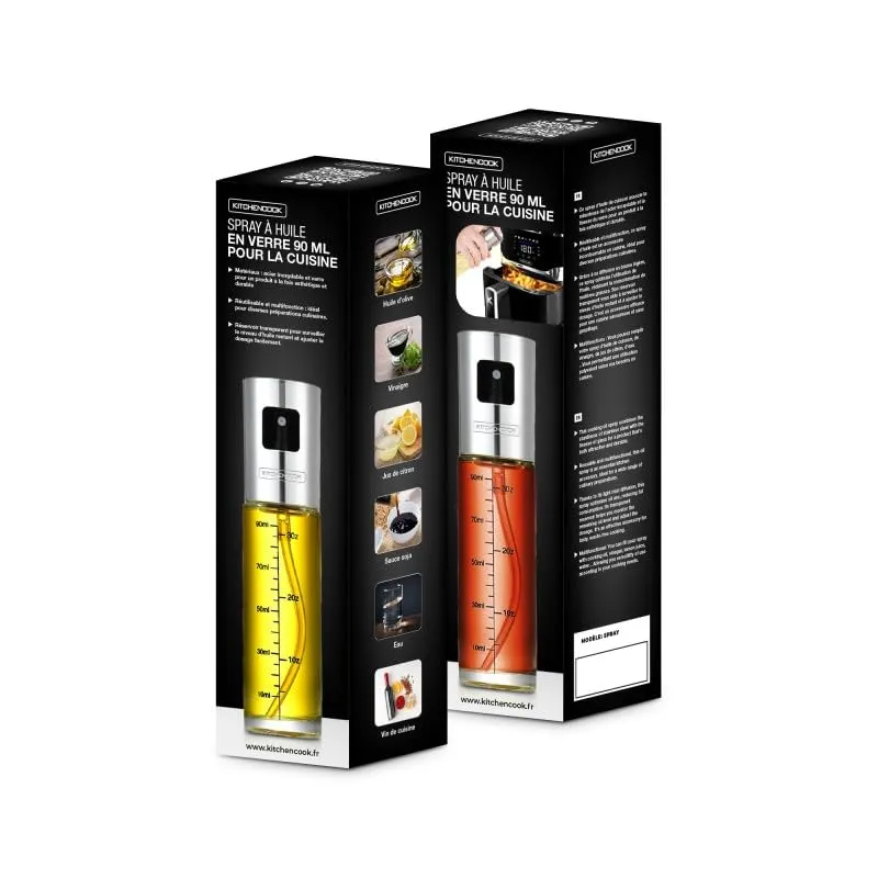 KITCHENCOOK Spray90 spray huile cuisine 90 ml verre inox
