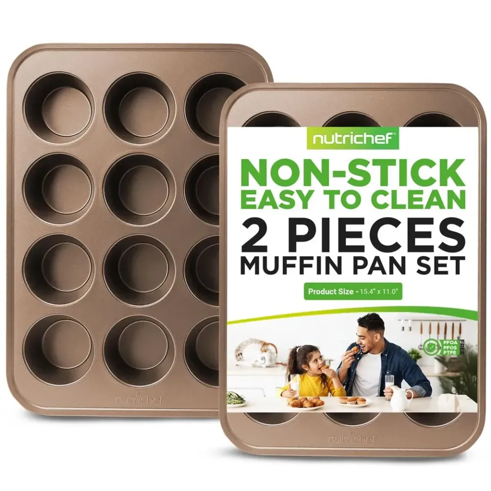 Nutrichef Lot 2 Moules Muffins Antiadhésifs Acier 12 Empreintes