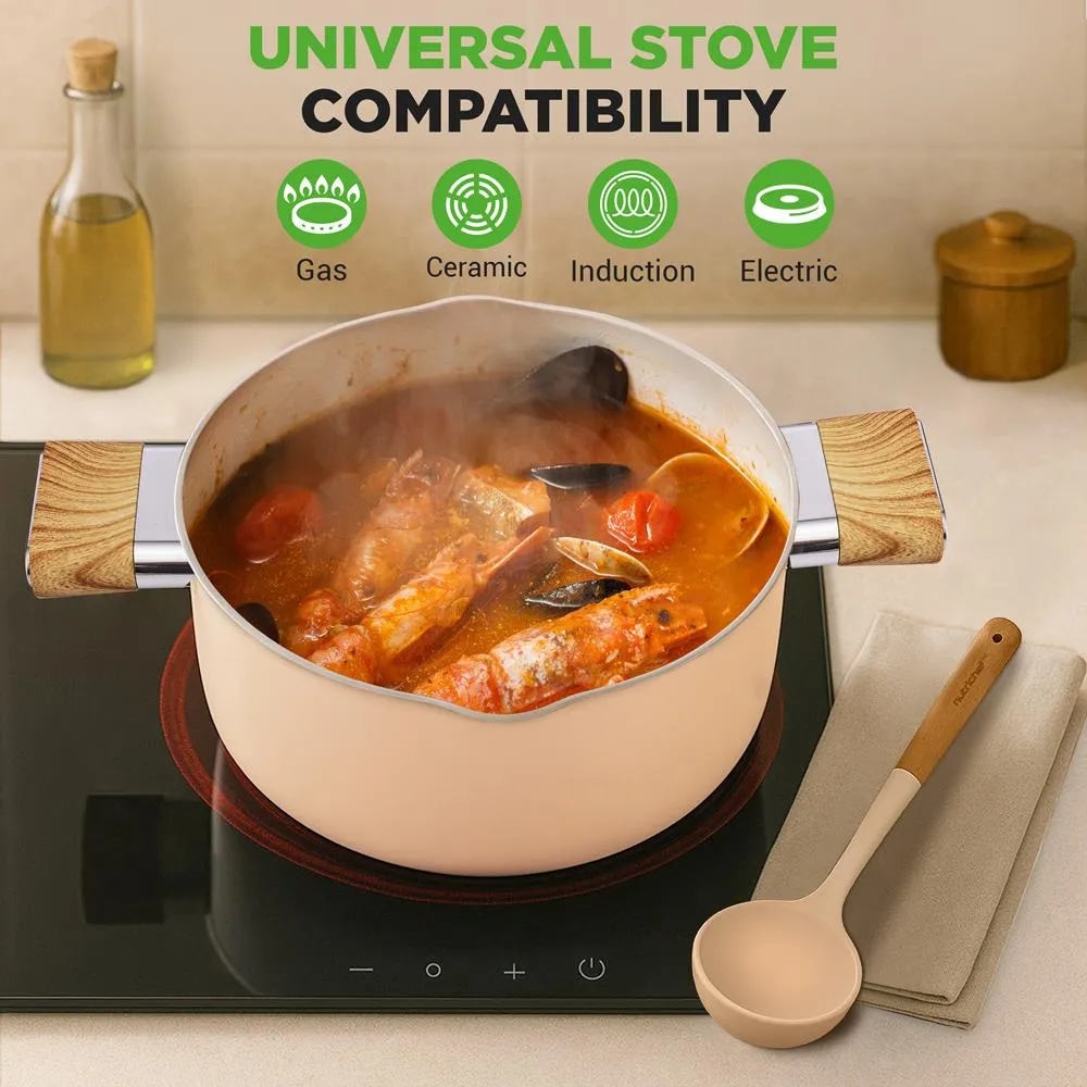 Nutrichef batterie cuisine 11 pièces antiadhésive marbrée