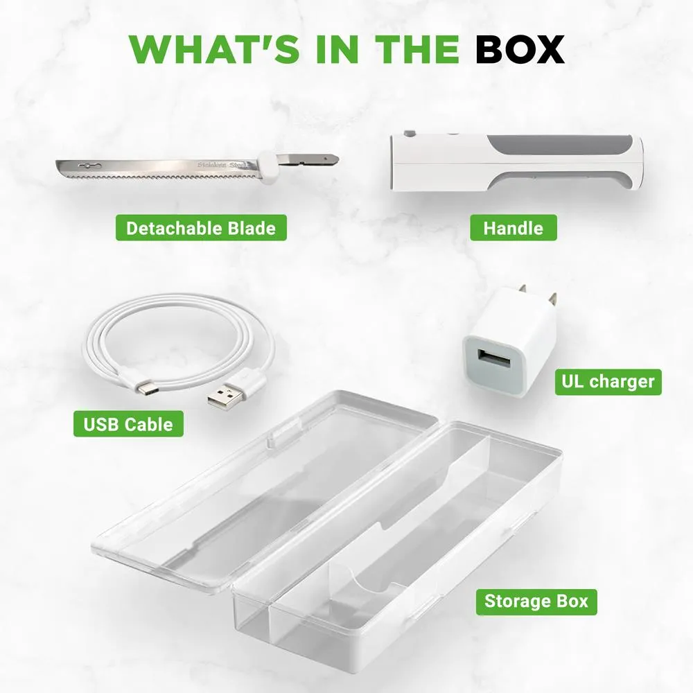Nutrichef couteau électrique sans fil blanc gris USB