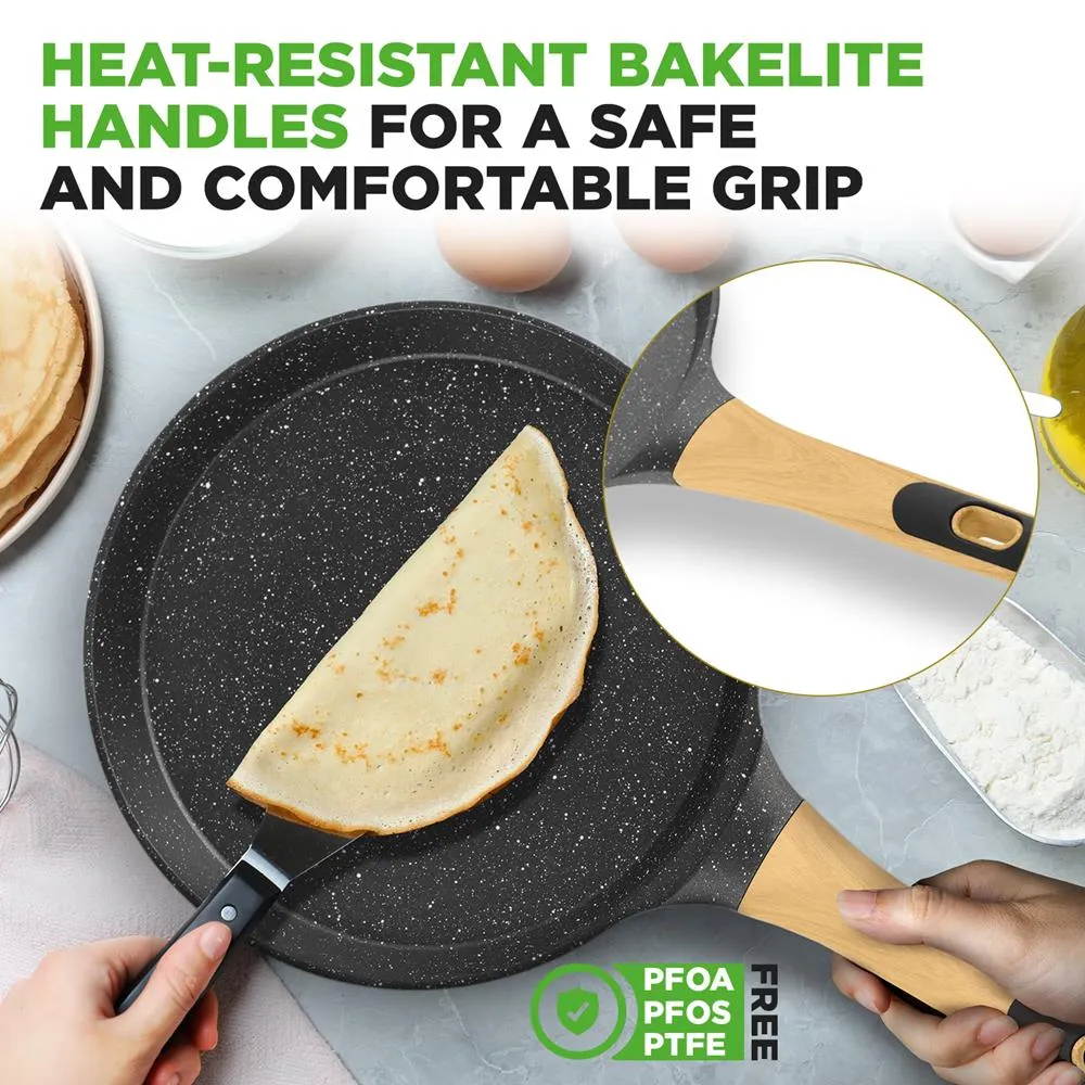 Nutrichef poêle à crêpes 28 cm antiadhésive + râteau