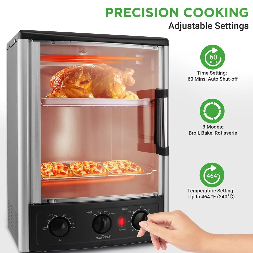 Nutrichef four rôtissoire vertical 1500W 24 L porte verre