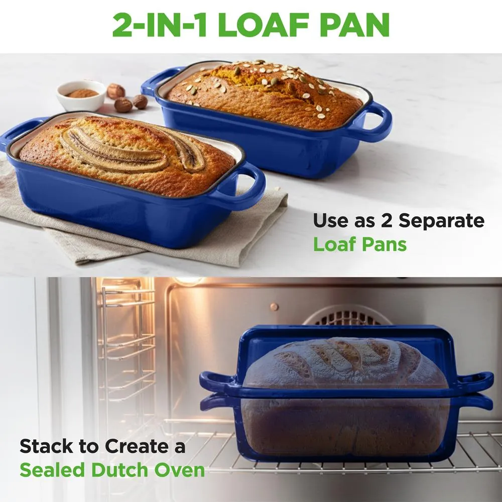 Nutrichef moule pain fonte émaillée 2,56 L bleue