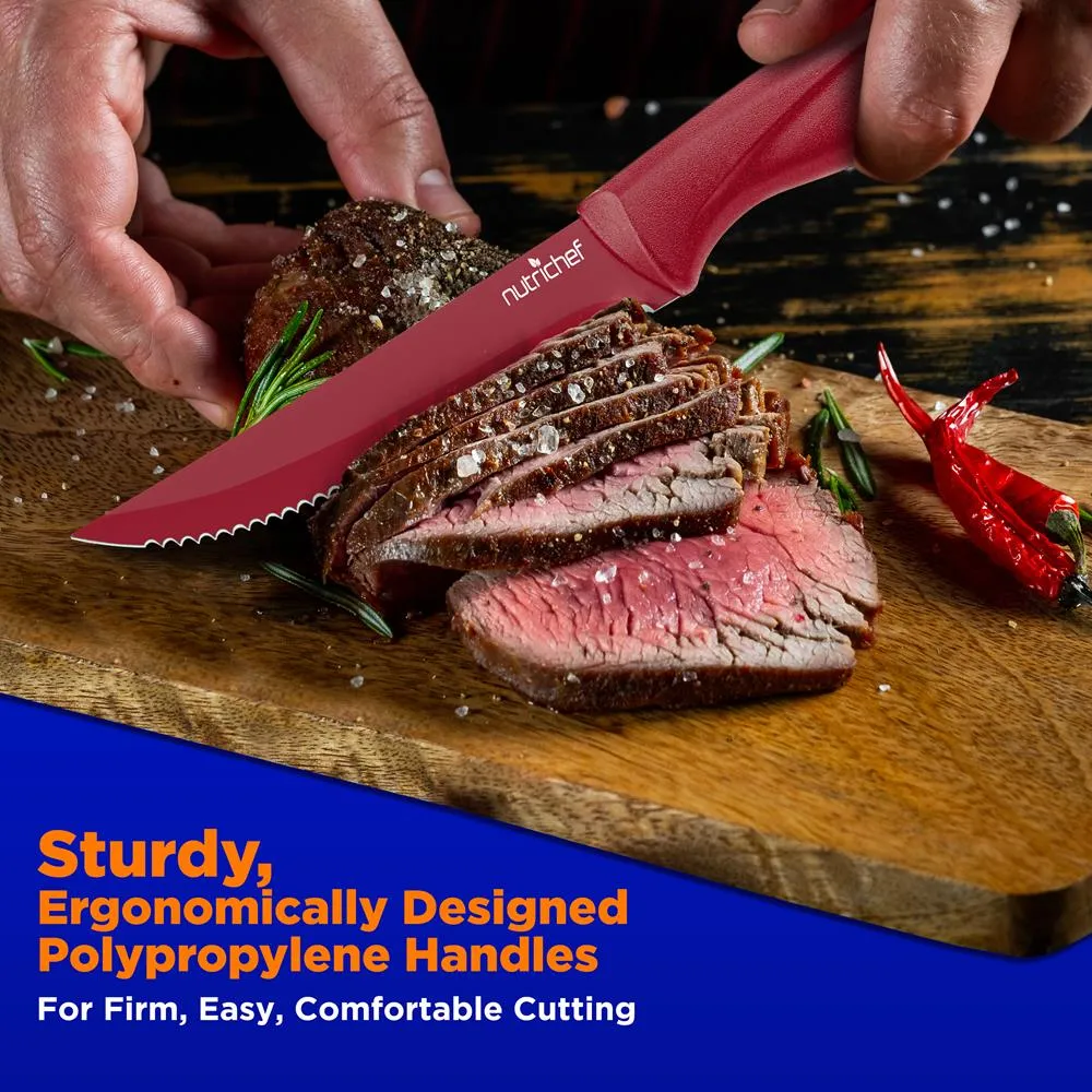 Nutrichef NCSK8RED set 8 couteaux à steak inox manches rouges