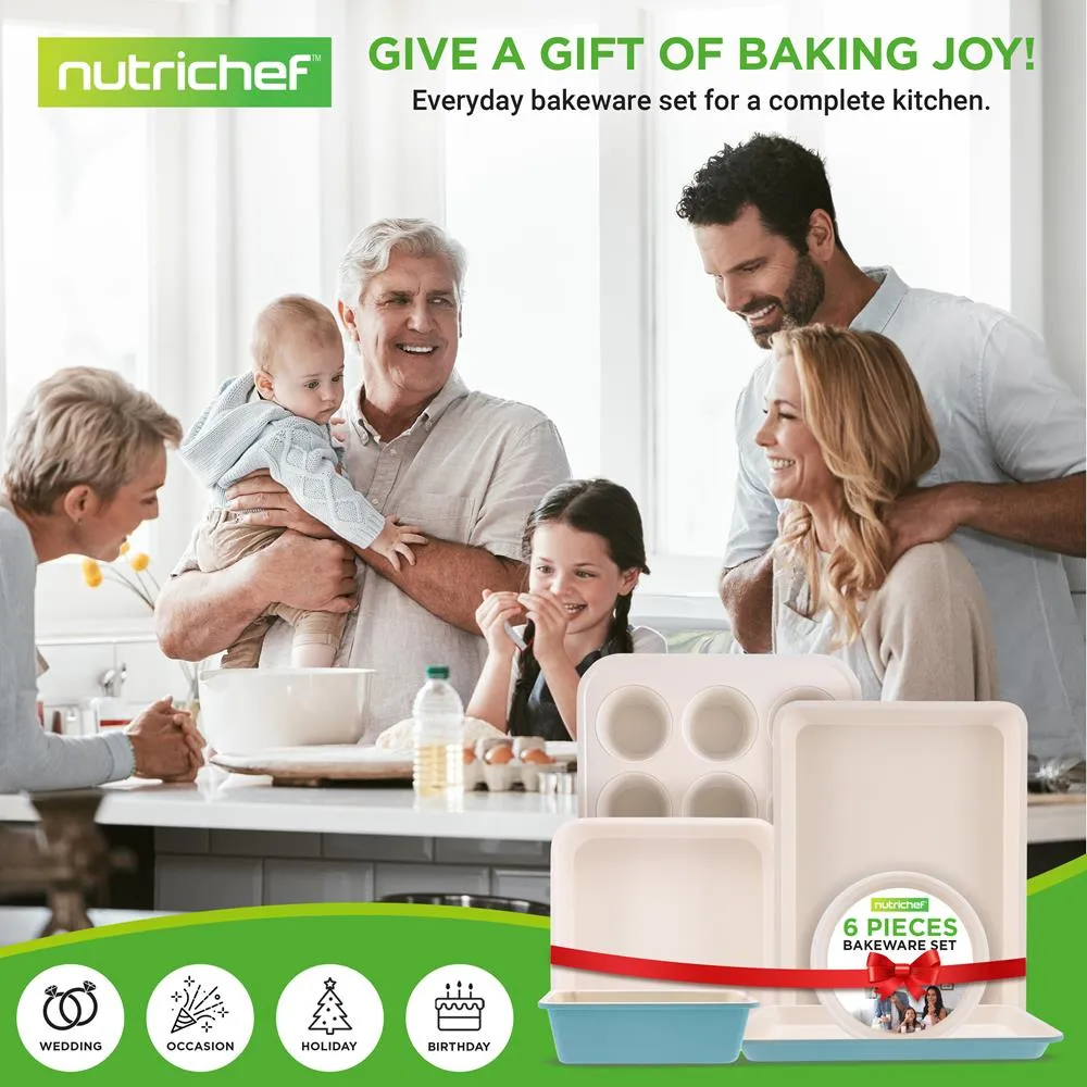 Nutrichef Set Pâtisserie 6 Moules Céramique Turquoise