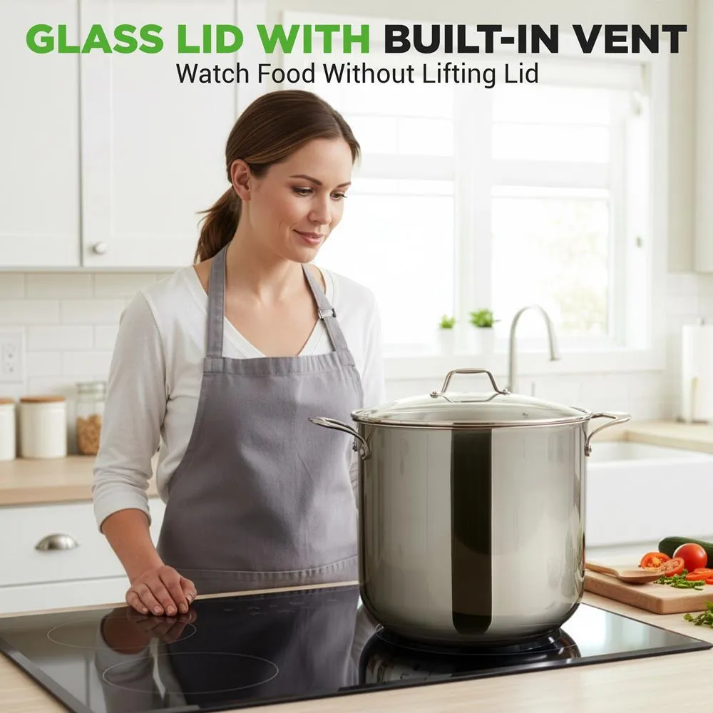 Nutrichef Faitout inox 19 Qt avec couvercle verre induction
