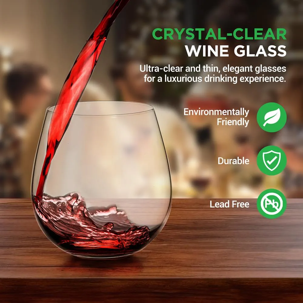 Nutrichef Verres à Vin sans Pied Cristal 15 Oz Lot 2