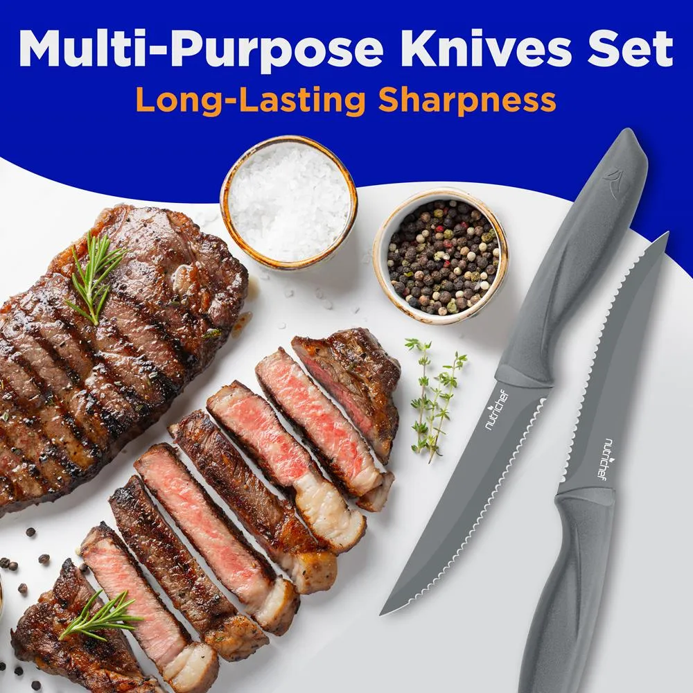 Nutrichef Set 8 Couteaux Steak Inox Lames Crantées