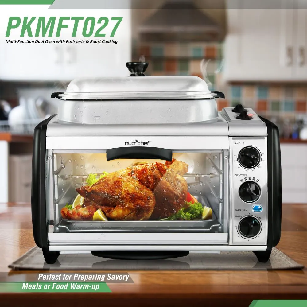Nutrichef Four Rôtissoire Double Zone 1780W avec Marmite