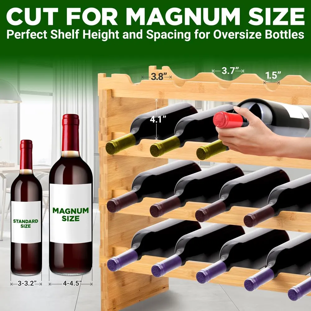 Nutrichef casier à vin bambou 24 bouteilles naturel modulable