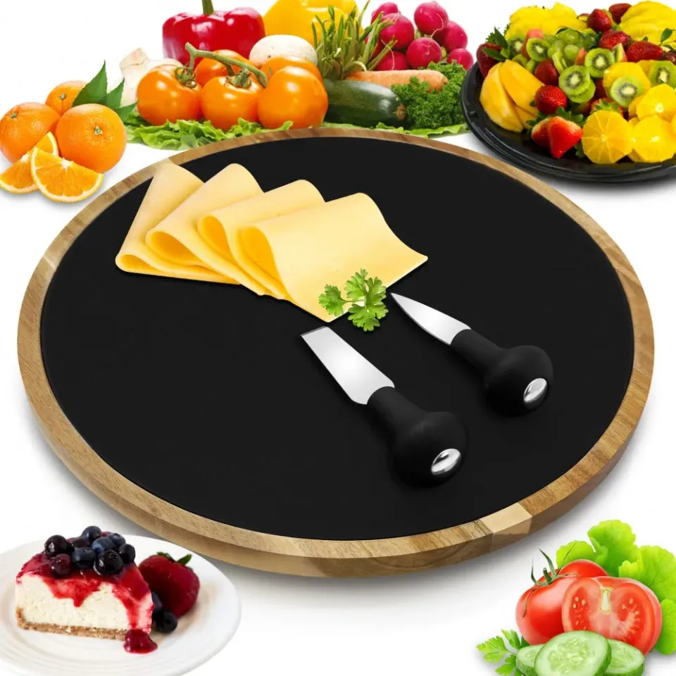 Nutrichef plateau fromage tournant ardoise acacia