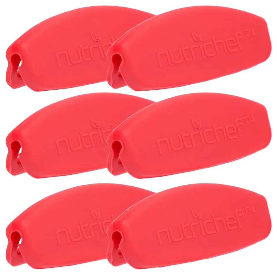 Nutrichef Poignées Silicone Rouges Lot 6 Anti-Chaleur