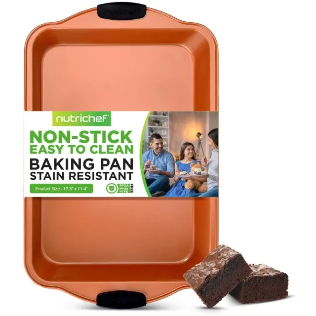 Nutrichef plat de cuisson antiadhésif cuivre 44 cm