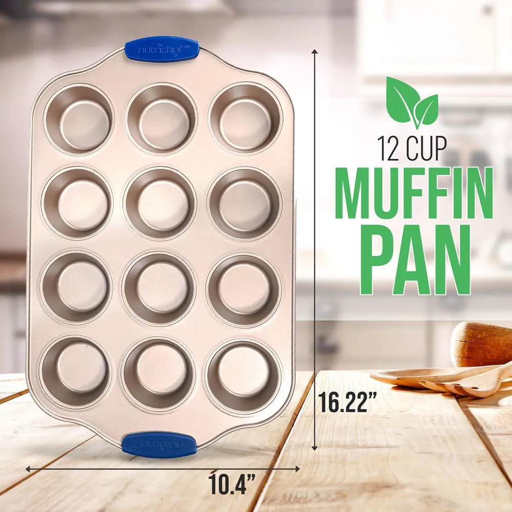 Nutrichef moule à muffins 12 alvéoles doré antiadhésif