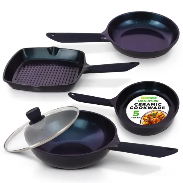 Nutrichef Set 5 Poêles Céramique Blue Diamond Induction