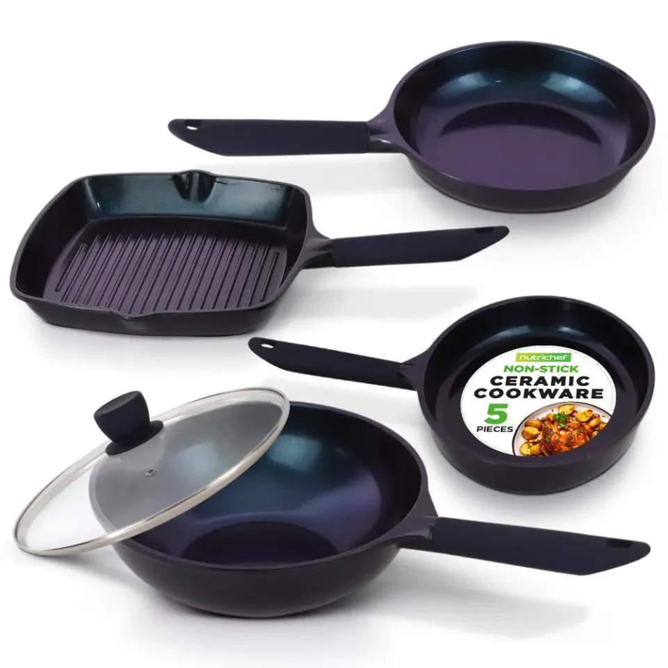 Nutrichef Set 5 Poêles Céramique Blue Diamond Induction