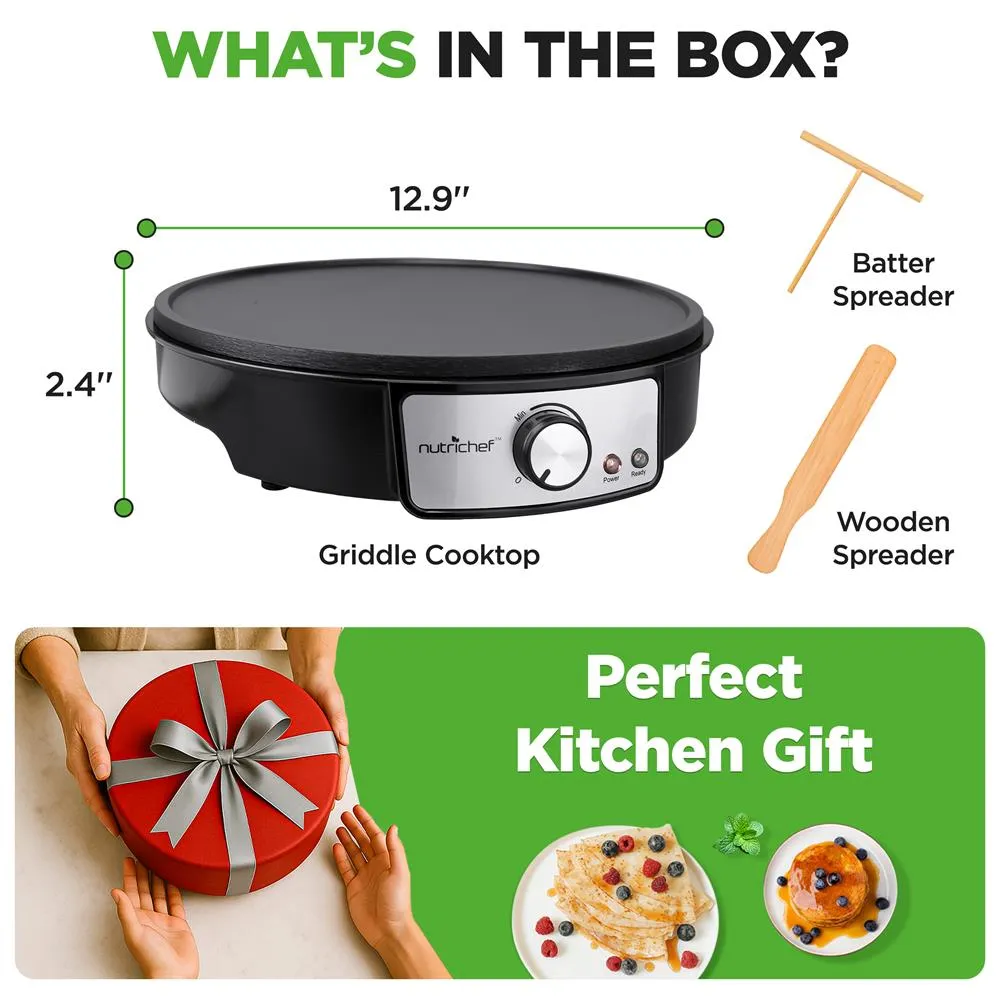 Nutrichef Crêpière Électrique 30 cm Antiadhésive 1200 W