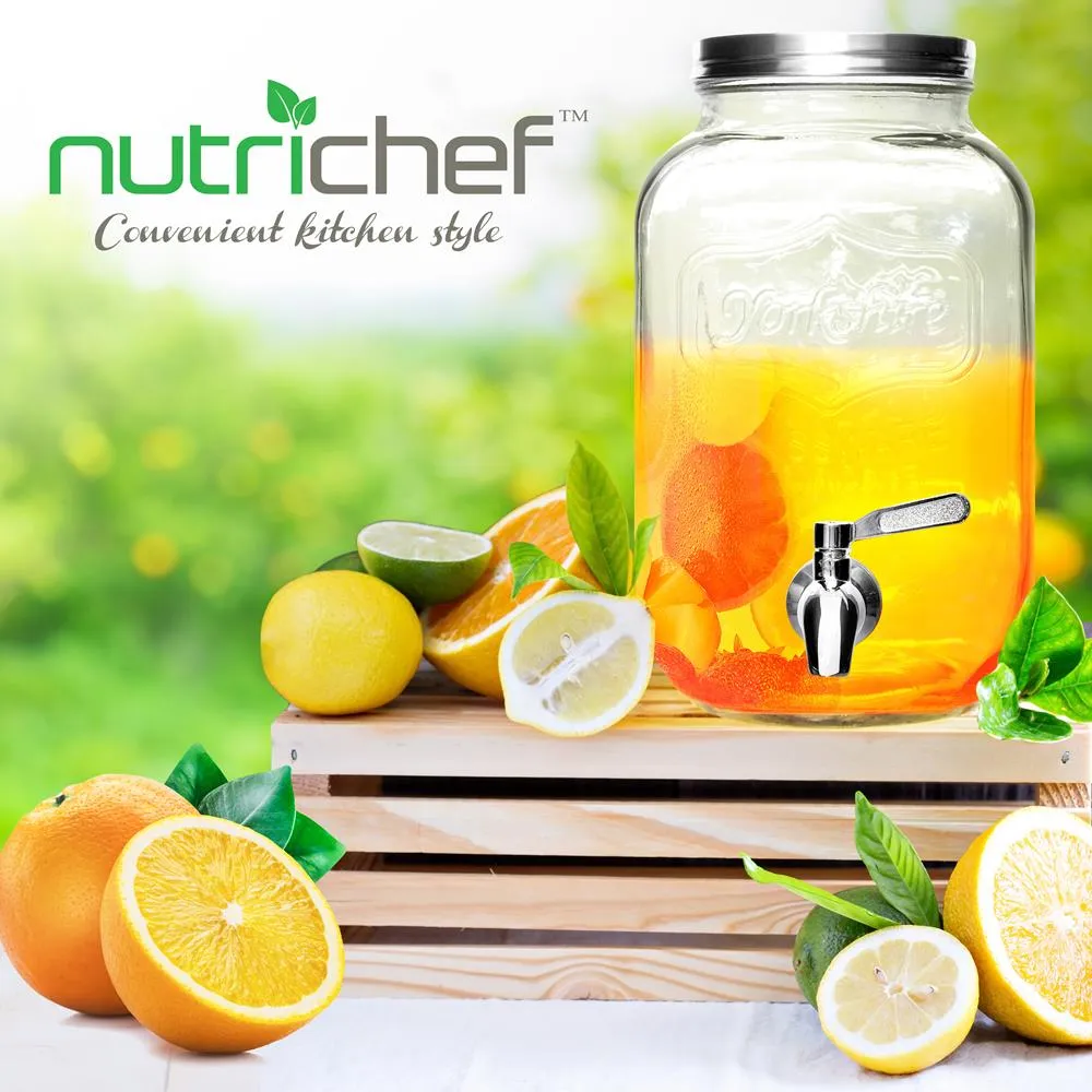 Nutrichef distributeur de boisson verre 3,8 L robinet inox