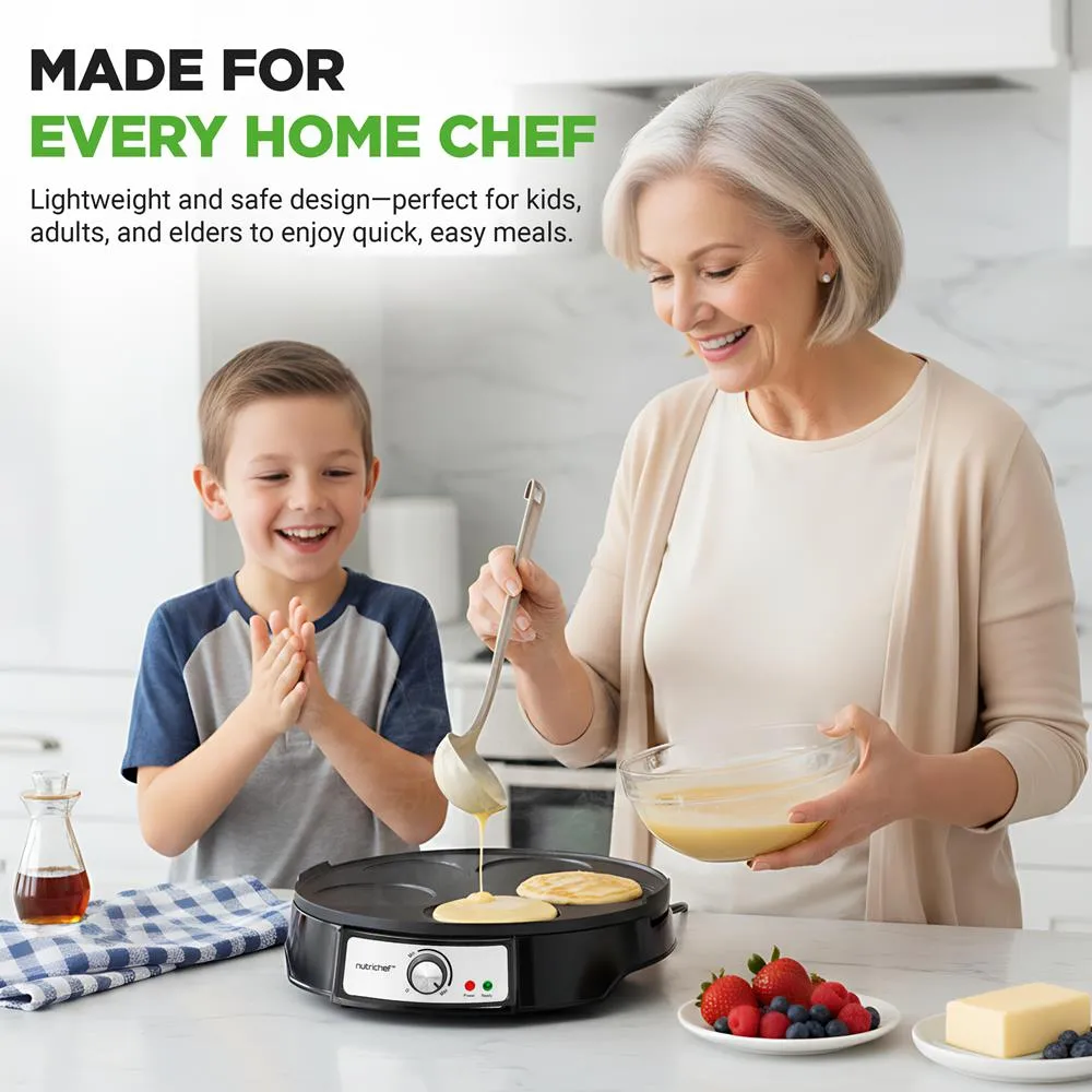 Nutrichef Crêpière Électrique 30 cm Plaque Alu 1000 W Réversible