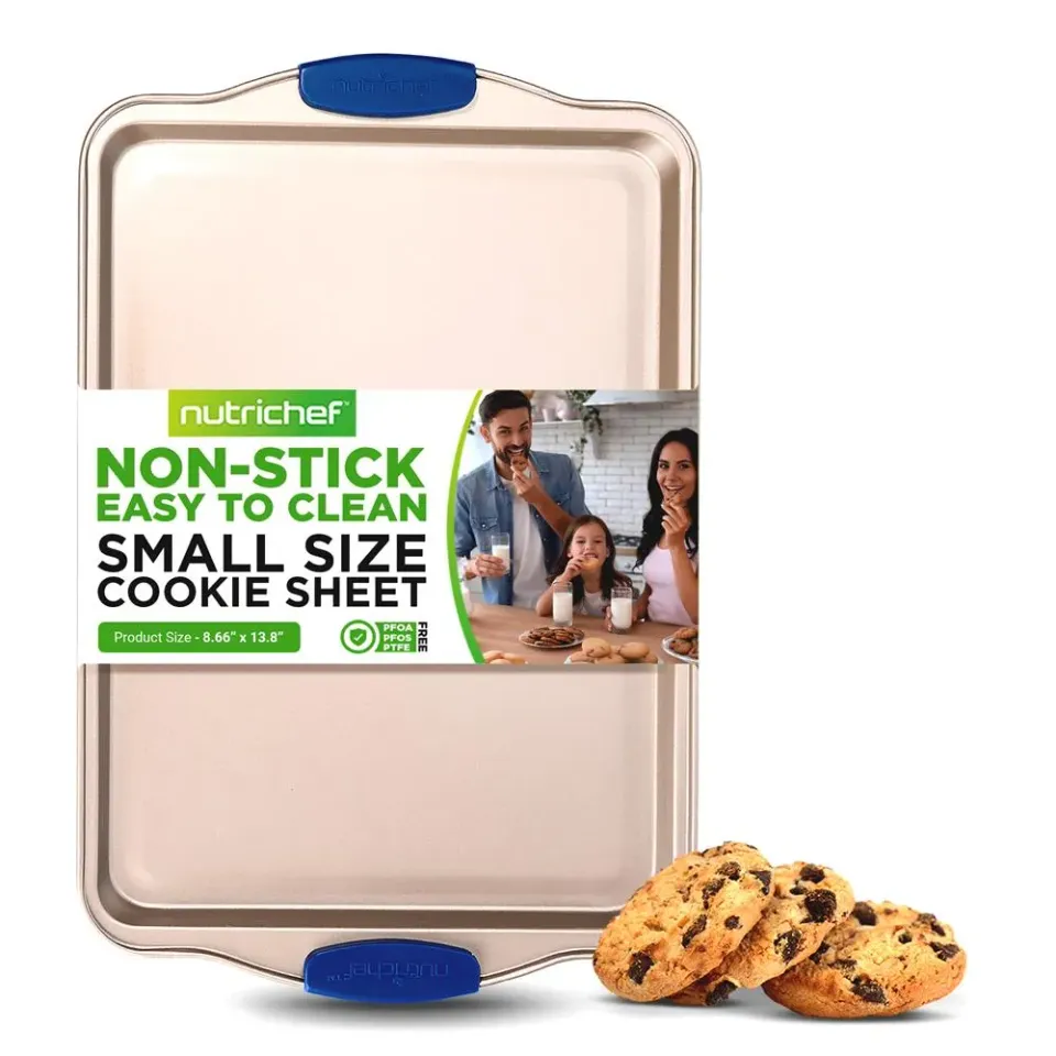 Nutrichef Plaque Cookies Antiadhesive Acier Poignees Bleues Petit