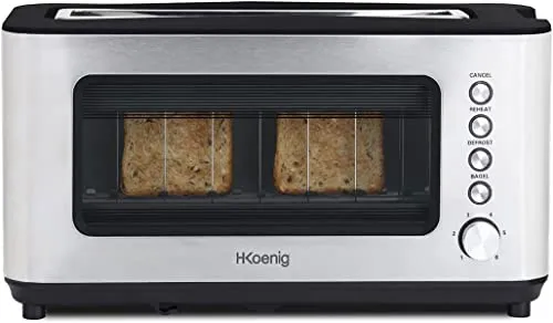 H.Koenig VIEW7 grille-pain vitré 2 tranches inox 1200W