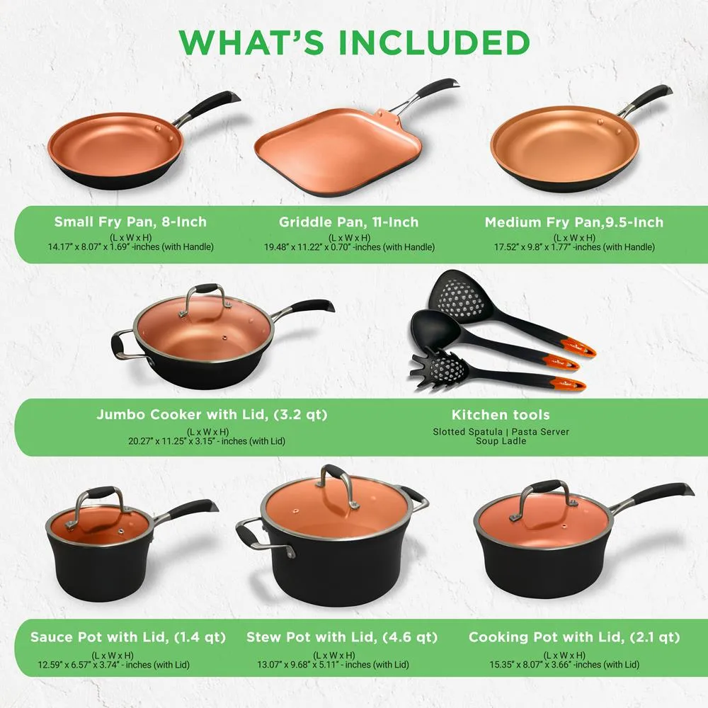 Nutrichef batterie cuisine 14 pièces cuivre
