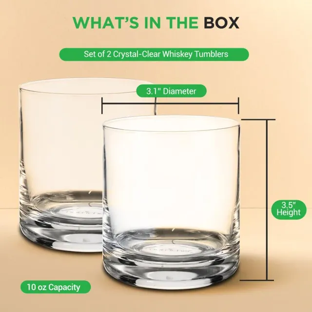 Nutrichef verres à whisky 10 Oz cristal lot de 2 sans plomb