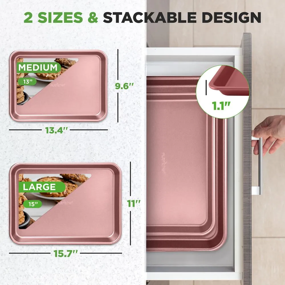 Nutrichef NC2TRRG lot 2 plaques cuisson antiadhésives rose gold