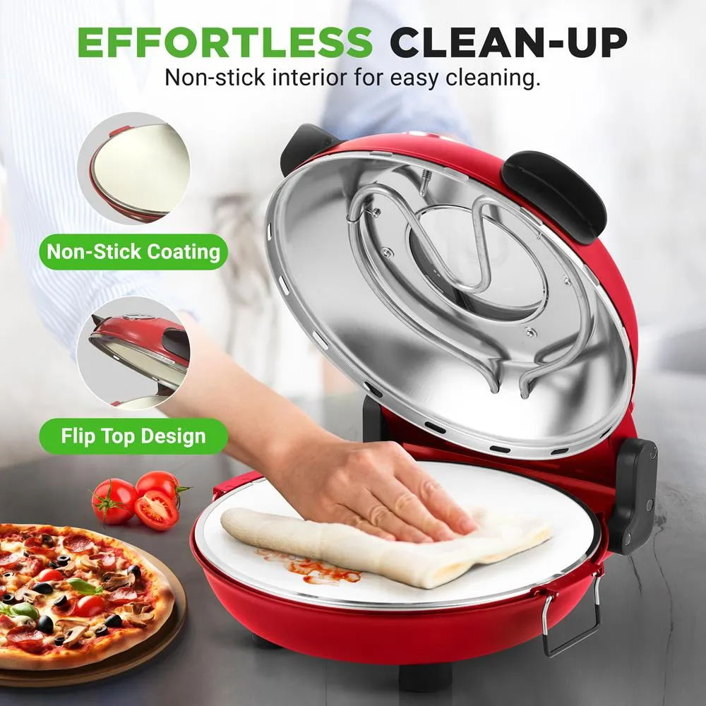 Nutrichef four à pizza électrique pierre antiadhésive rouge 1200W
