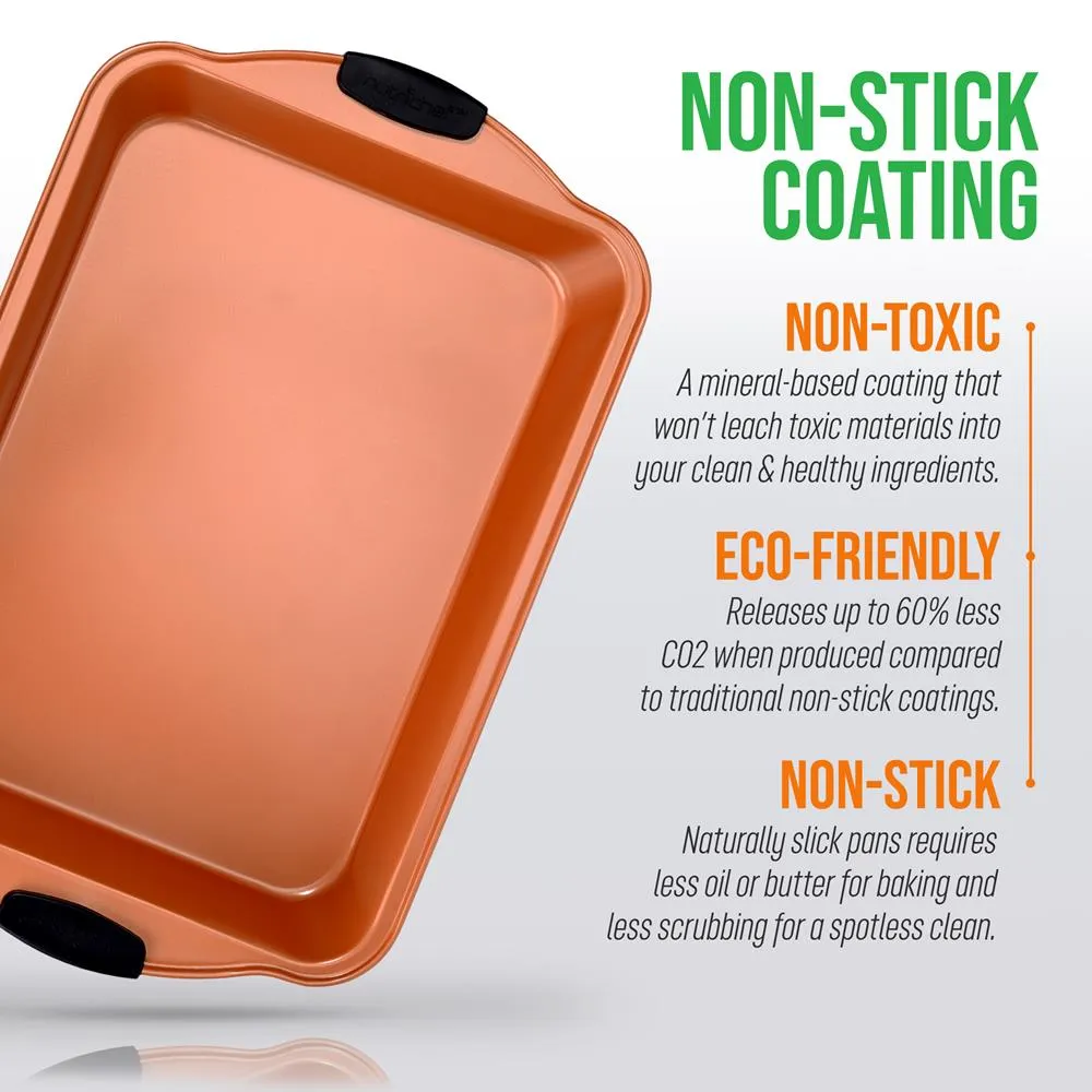 Nutrichef plat de cuisson antiadhésif cuivre 44 cm