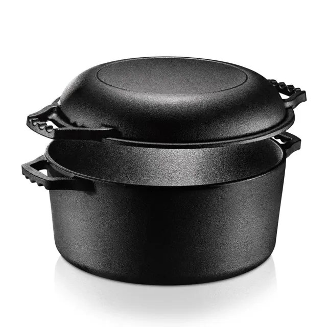 Nutrichef NCCI2PT8 cocotte fonte 3,5 L 2-en-1 pré-culottée