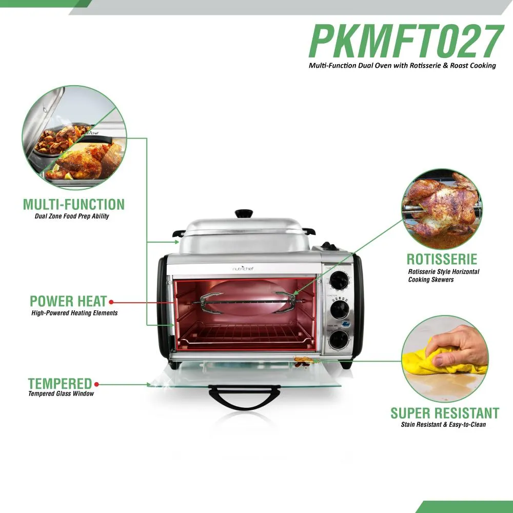 Nutrichef Four Rôtissoire Double Zone 1780W avec Marmite