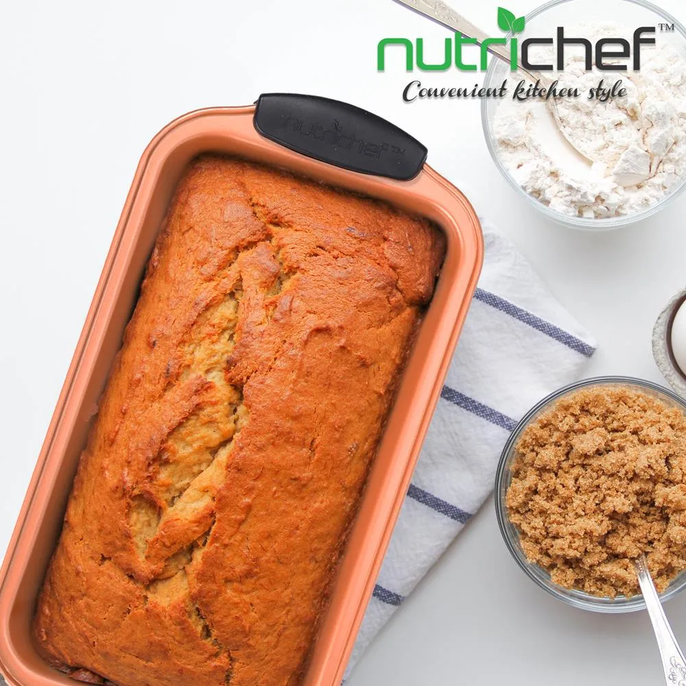 Nutrichef moule à cake cuivre antiadhésif 29,7 cm poignées silicone