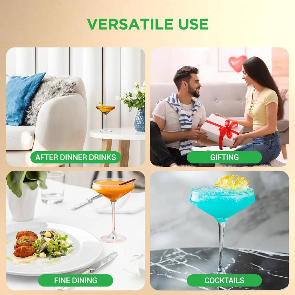 Nutrichef verres martini cristal 2 pièces 10 oz sans plomb