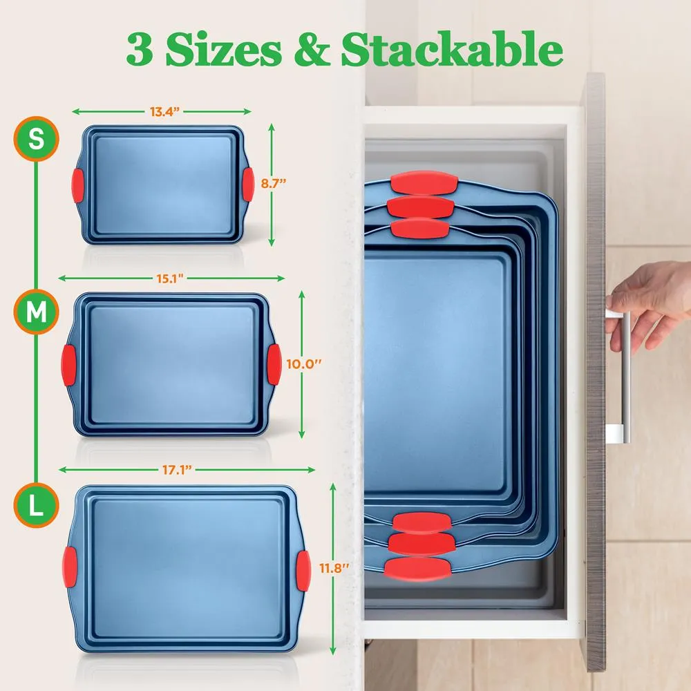 Nutrichef Lot 3 Plaques Four Cookies Bleu Acier