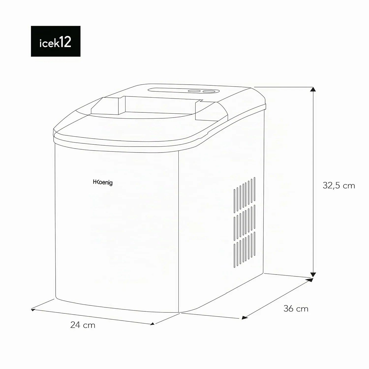 H.Koenig ICEK12 machine à glaçons 12 kg 2 tailles