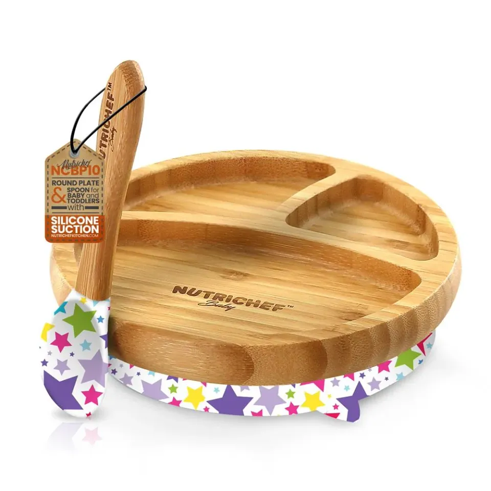 Nutrichef assiette bébé ventouse 3 compartiments + cuillère