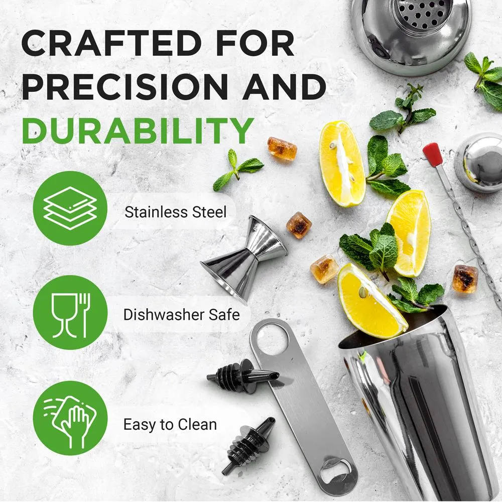 Nutrichef set bar 7 pièces shaker inox 750 ml miroir
