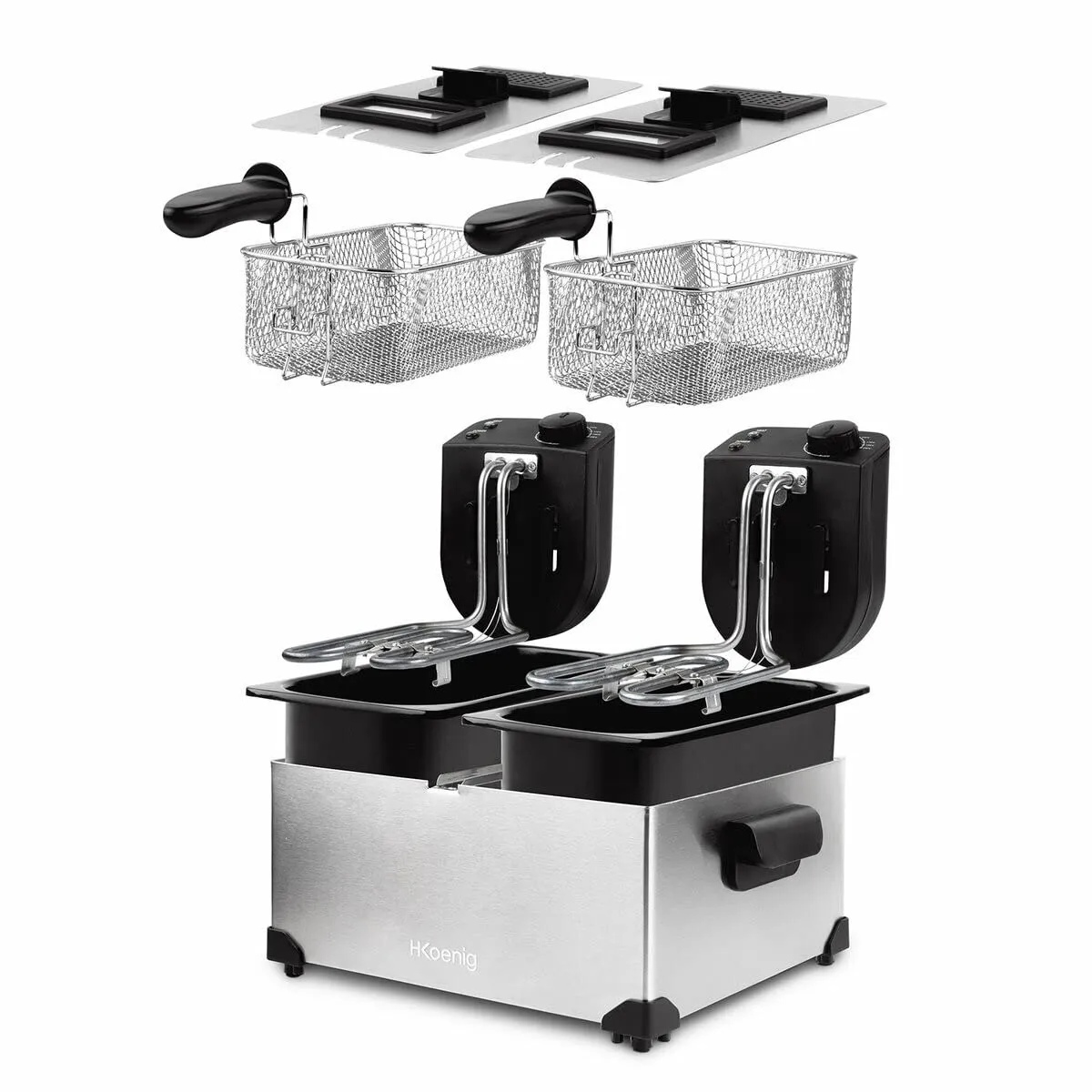H.Koenig DFX600 friteuse double bac inox 2 x 3 L