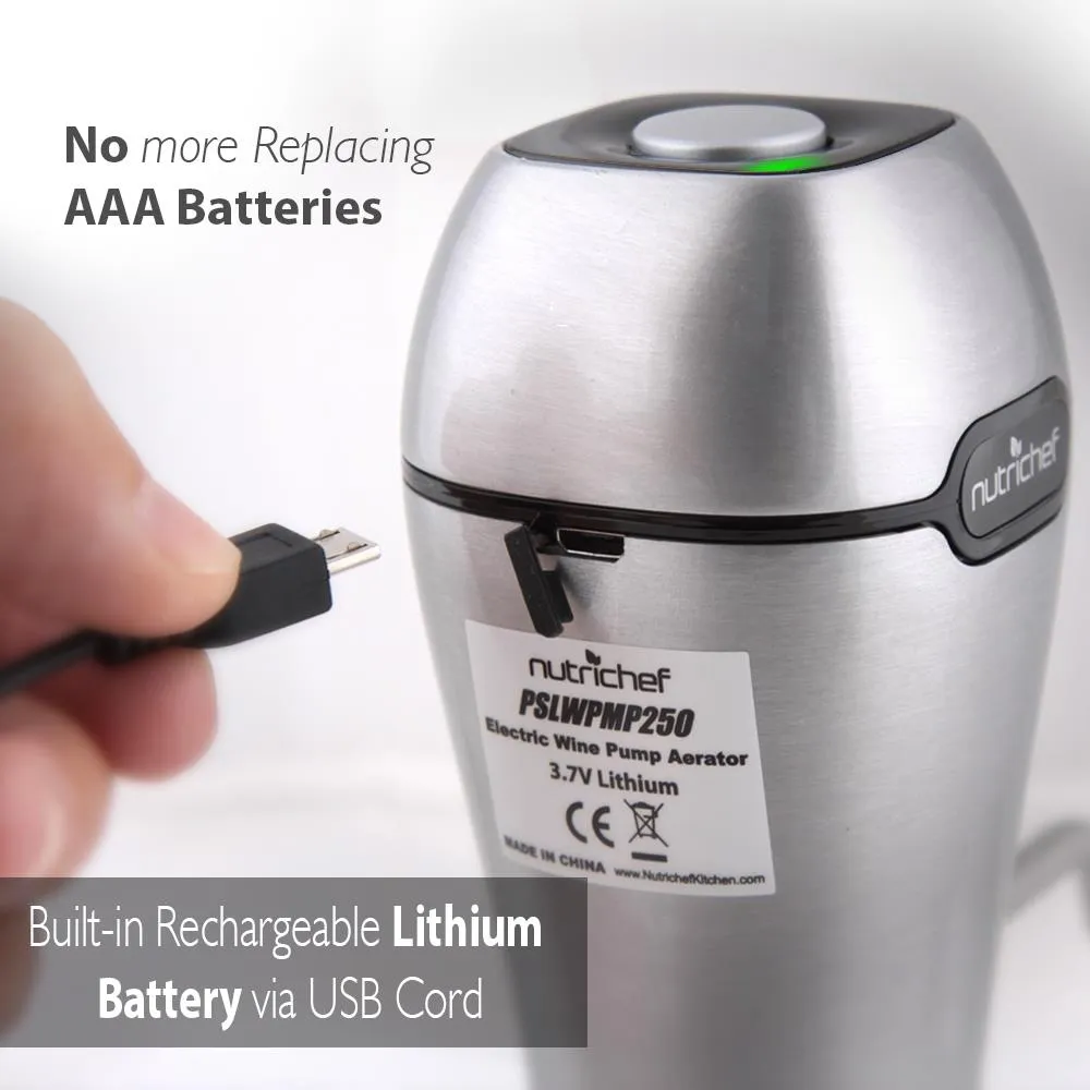 Nutrichef Pompe Aérateur Vin Électrique USB Décanteur