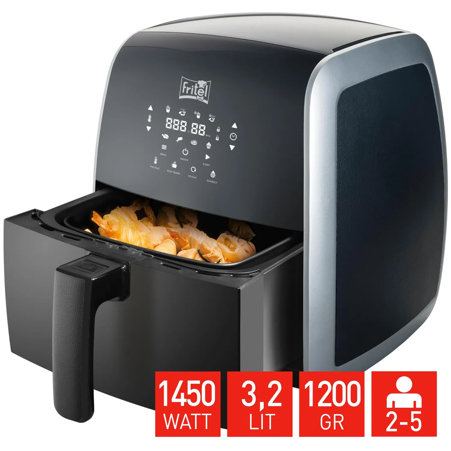 Fritel 5804 friteuse air 3,2 L compacte 8 programmes