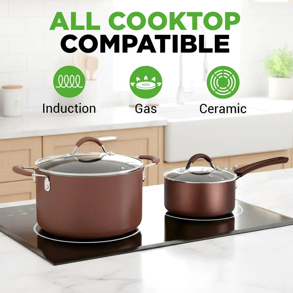 Nutrichef batterie cuisine antiadhésive 20 pièces marron