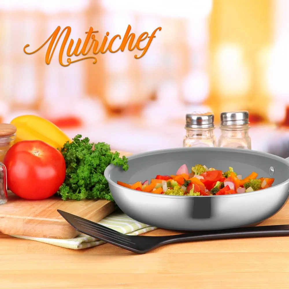 Nutrichef poêle inox 8 pouces antiadhésive céramique