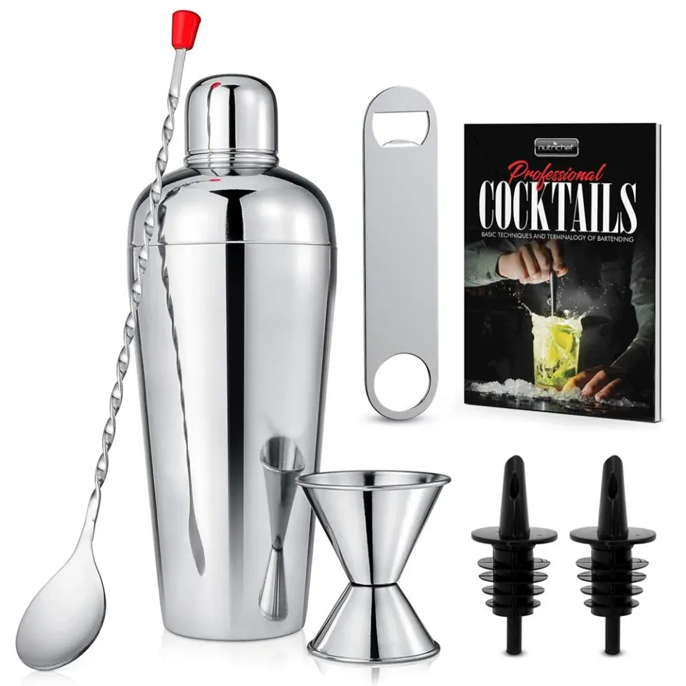 Nutrichef set bar 7 pièces shaker inox 750 ml miroir