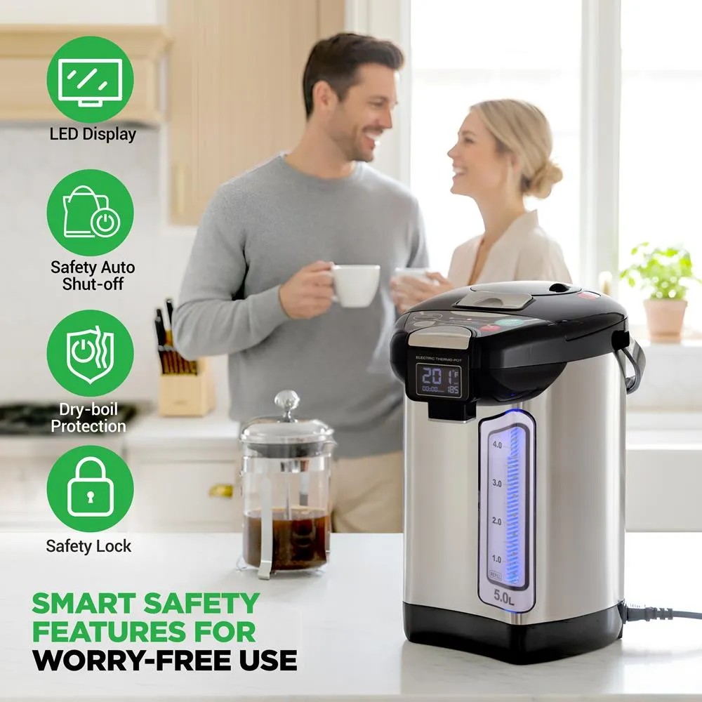 Nutrichef Distributeur Eau Chaude 5L Inox 750W Température