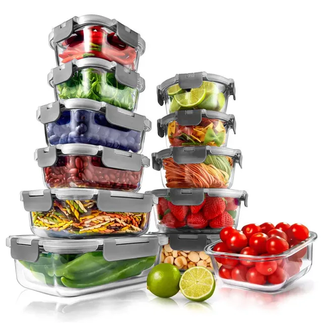 Nutrichef boîtes conservation verre borosilicate 12 pièces hermétiques