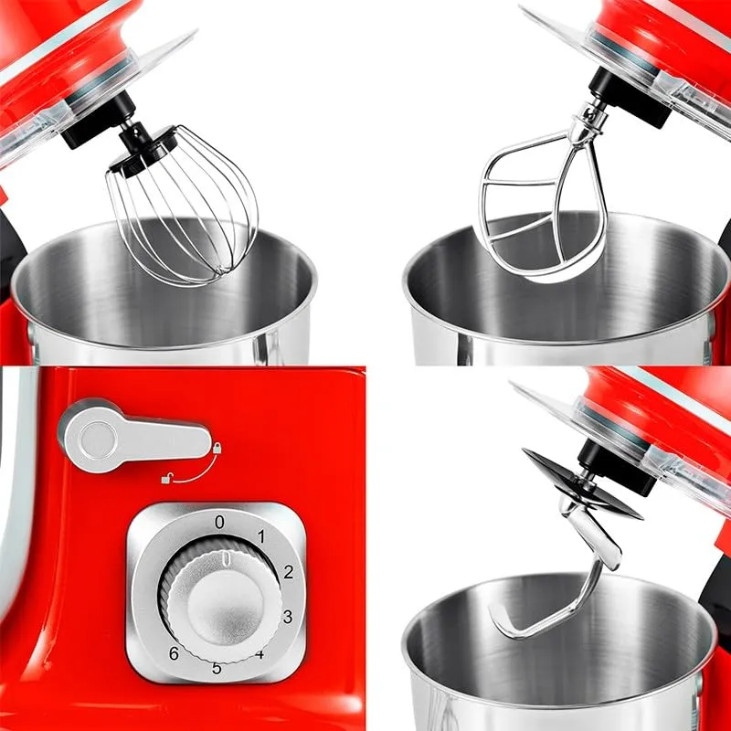 Kitchencook Robot Pétrin 5L 1300W Rouge 6 vitesses