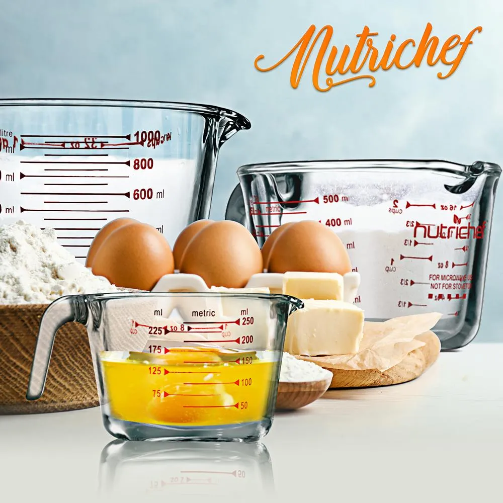 Nutrichef Set 3 Verres Doseurs Gradués 250-1000 ml